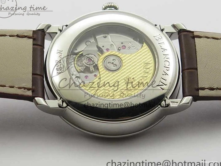 0321 Villeret 6654 SS Complicated Function OMF 1:1 Best Edition White Dial on Brown Leather Strap A6654 V Popular 7904